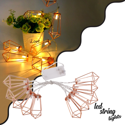 79803 Διακοσμητική Γιρλάντα Bronze Cone 1.5 Μέτρα με Διακόπτη On/Off - 10 LED 1W με Μπαταρίες 2xAA & Διάφανο Καλώδιο IP20 Θερμό Λευκό 2700K Μ1.5m