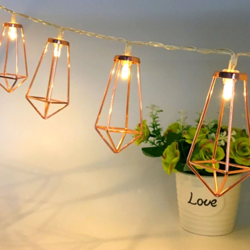 79803 Διακοσμητική Γιρλάντα Bronze Cone 1.5 Μέτρα με Διακόπτη On/Off - 10 LED 1W με Μπαταρίες 2xAA & Διάφανο Καλώδιο IP20 Θερμό Λευκό 2700K Μ1.5m