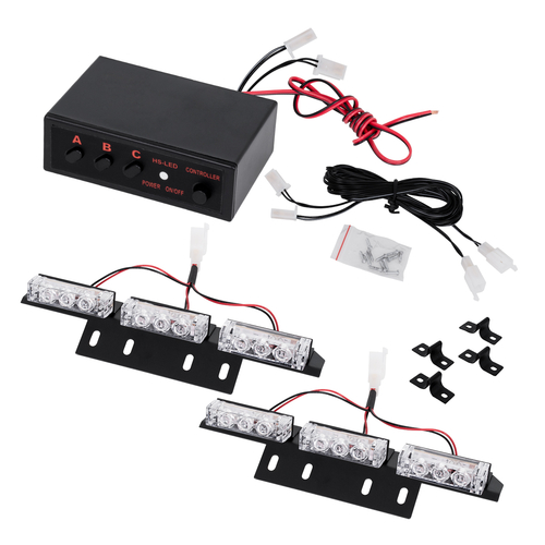 GloboStar® 85011 PRO Series ΣΕΤ 2 x Μπάρες Σήμανσης Οχήματος Αστυνομίας για Αυτοκίνητα & Φορτηγά 3 Προγραμμάτων Φωτισμού STROBE LED HIGH POWER 18W DC 10-30V Αδιάβροχο IP65 Μπλε & Κόκκινο