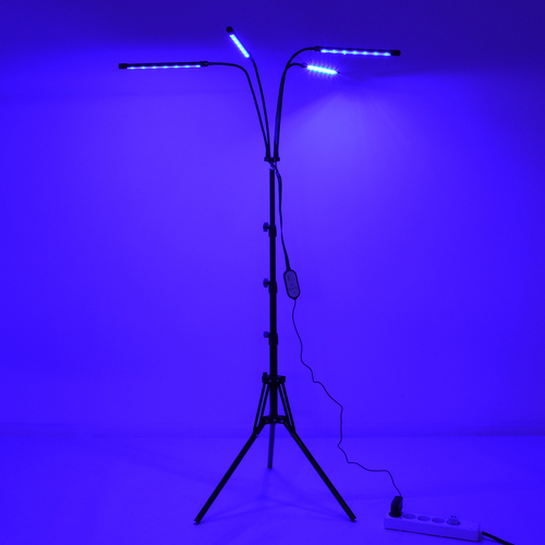 GloboStar® 85956 Grow Light Full Spectrum LED Φωτιστικό Ανάπτυξης Φυτών Γλάστρας με 4 Κινούμενες Κεφαλές & Τρίποδο 150cm SMD 2835 20W 180° AC230V IP20 με Dimmer & Timer Εσωτερικού Χώρου για Κάλυψη Επιφάνειας 1m x 1m Πλήρους Φάσματος Φωτισμού