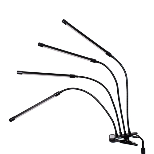 GloboStar® 85957 Grow Light Full Spectrum LED Φωτιστικό Ανάπτυξης Φυτών Γλάστρας με 4 Κινούμενες Κεφαλές & Βάση Μανταλάκι Clip SMD 2835 20W 160° AC230V IP20 με Dimmer & Timer Εσωτερικού Χώρου για Κάλυψη Επιφάνειας 1m x 1m Πλήρους Φάσματος Φωτισμού