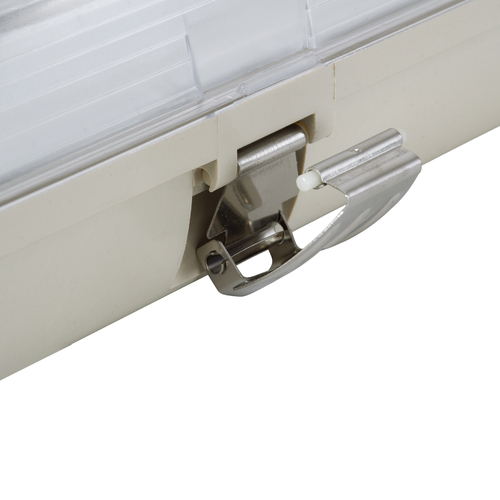 GLOBOSTAR® VIGAS 90612 Γραμμικό Βιομηχανικό Φωτιστικό Σκαφάκι Tri-Proof με Μεταλλικά Clips για 1 x Λάμπα T8 G13 120cm Τύπου Φθορίου LED Τροφοδοσίας Ενός Άκρου 120° AC 220-240V Αδιάβροχο IP65 - Γκρι με Διάφανο Κάλυμμα Πλαστικό PC - Μ126 x Π8 x Υ8.5cm