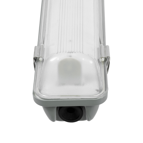 GLOBOSTAR® VIGAS 90614 Γραμμικό Βιομηχανικό Φωτιστικό Σκαφάκι Tri-Proof με Μεταλλικά Clips για 1 x Λάμπες T8 G13 150cm Τύπου Φθορίου LED Τροφοδοσίας Ενός Άκρου 120° AC 220-240V Αδιάβροχο IP65 - Γκρι με Διάφανο Κάλυμμα Πλαστικό PC - Μ156 x Π8 x Υ9cm
