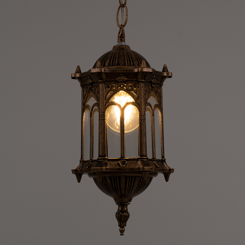 GLOBOSTAR® DARCY 00656 Vintage Κρεμαστό Φωτιστικό Οροφής με Ντουί 1 x E27 AC 220-240V IP20 - Μπρούτζινο & Διάφανο - Μ15.5 x Π15.5 x Υ32.5cm