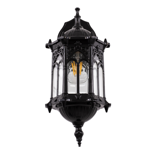 GLOBOSTAR® DARCY 00657 Vintage Φωτιστικό Τοίχου - Απλίκα με Ντουί 1 x E27 AC 220-240V IP20 - Μαύρο - Μ15.5 x Π15.5 x Υ34.5cm