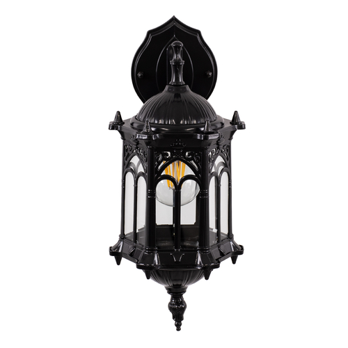 GLOBOSTAR® DARCY 00657 Vintage Φωτιστικό Τοίχου - Απλίκα με Ντουί 1 x E27 AC 220-240V IP20 - Μαύρο - Μ15.5 x Π15.5 x Υ34.5cm