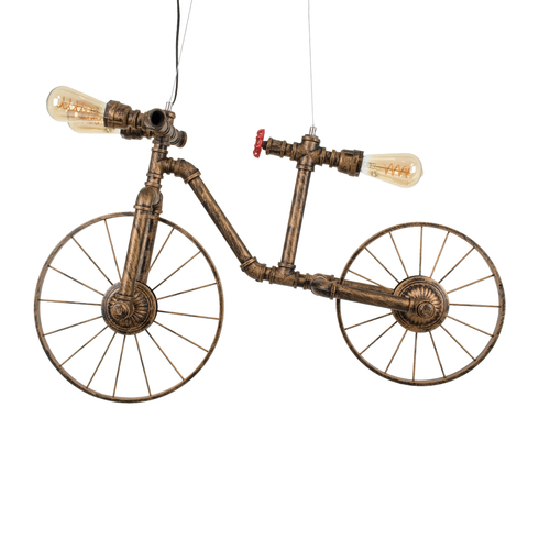 GLOBOSTAR® SWIFTWALKER 00660 Vintage Κρεμαστό Φωτιστικό Οροφής με Ντουί 3 x E27 AC 220-240V IP20 - Χάλκινο & Κόκκινο - Μ85 x Π29.5 x Υ55cm