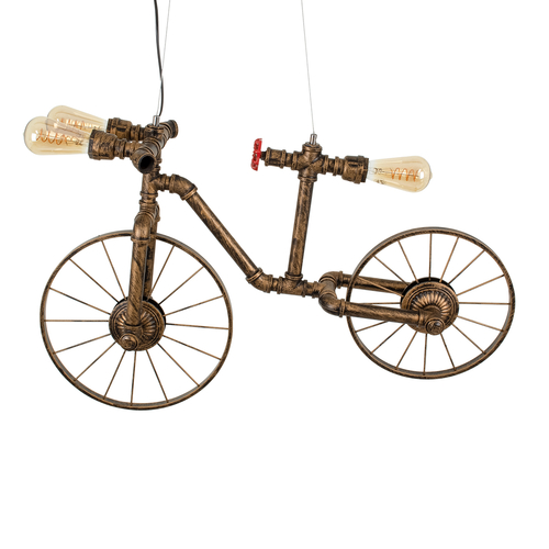 GLOBOSTAR® SWIFTWALKER 00660 Vintage Κρεμαστό Φωτιστικό Οροφής με Ντουί 3 x E27 AC 220-240V IP20 - Χάλκινο & Κόκκινο - Μ85 x Π29.5 x Υ55cm