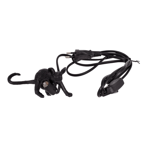 GloboStar® MOUSE 00675 Vintage Επιτραπέζιο Φωτιστικό Πορτατίφ Μονόφωτο 1 x E12 IP20 Μαύρο Πλαστικό - Μ13 x Π4 x Υ7cm