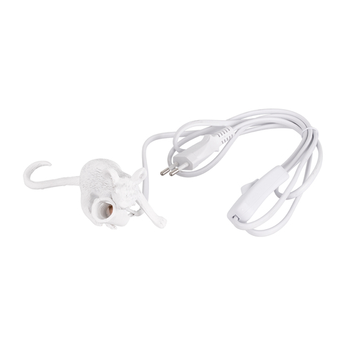 GloboStar® MOUSE 00676 Vintage Επιτραπέζιο Φωτιστικό Πορτατίφ Μονόφωτο 1 x E12 IP20 Λευκό Πλαστικό - Μ13 x Π4 x Υ7cm