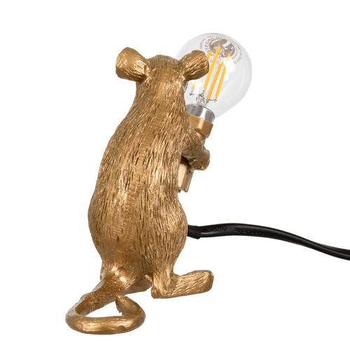 GloboStar® MOUSE 00680 Vintage Επιτραπέζιο Φωτιστικό Πορτατίφ Μονόφωτο 1 x E12 IP20 Χρυσό Πλαστικό - Μ12 x Π4 x Υ10cm