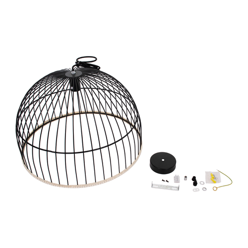 GLOBOSTAR® NEVIS 00681 Μοντέρνο Κρεμαστό Φωτιστικό Οροφής με Ντουί 1 x E27 AC 220-240V IP20 - Μαύρο & Μπεζ - Μ49 x Π49 x Υ34.5cm