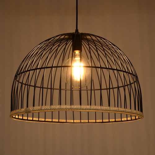 GLOBOSTAR® NEVIS 00681 Μοντέρνο Κρεμαστό Φωτιστικό Οροφής με Ντουί 1 x E27 AC 220-240V IP20 - Μαύρο & Μπεζ - Μ49 x Π49 x Υ34.5cm