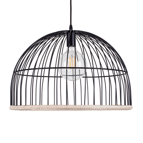 GLOBOSTAR® NEVIS 00681 Μοντέρνο Κρεμαστό Φωτιστικό Οροφής με Ντουί 1 x E27 AC 220-240V IP20 - Μαύρο & Μπεζ - Μ49 x Π49 x Υ34.5cm