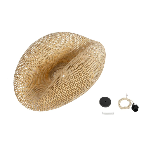 GLOBOSTAR® MEXICO 00721 Boho Κρεμαστό Φωτιστικό Οροφής με Ντουί 1 x E27 AC 220-240V IP20 - Μπεζ - Μ100 x Π80 x Υ35cm