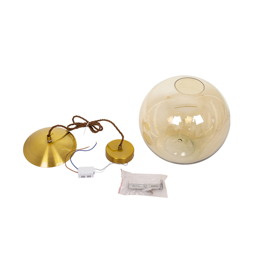 GLOBOSTAR® AXTON 00748 Μοντέρνο Κρεμαστό Φωτιστικό Οροφής LED 5W 500lm 180° AC 220-240V IP20 Θερμό Λευκό 2700K - Sanan SMD Chip - Χρυσό & Μελί - Μ30 x Π30 x Υ30cm - 2 Xρόνια Εγγύηση