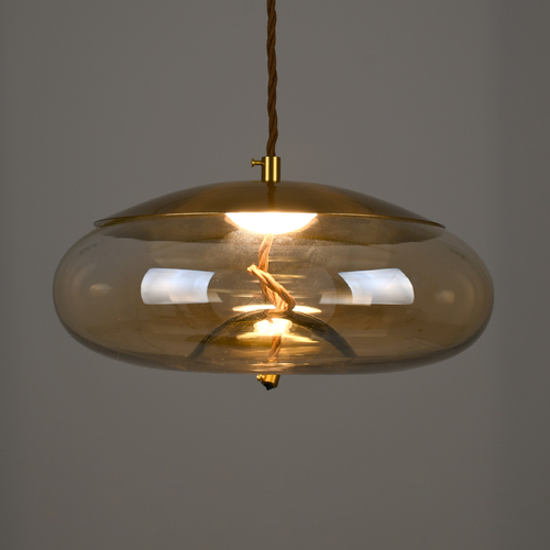 GLOBOSTAR® ΑΧΤΟΝ 00750 Μοντέρνο Κρεμαστό Φωτιστικό Οροφής LED 7W 500lm 180° AC 220-240V IP20 Θερμό Λευκό 2700K - Sanan SMD Chip - Μελί & Χρυσό - Μ30 x Π30 x Υ15cm - 2 Χρόνια Εγγύηση