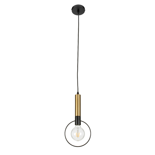 GLOBOSTAR® OLVERO 00772 Μοντέρνο Κρεμαστό Φωτιστικό Οροφής με Ντουί 1 x E27 AC 220-240V IP20 - Μαύρο & Χρυσό - Μ18 x Π4 x Y38cm