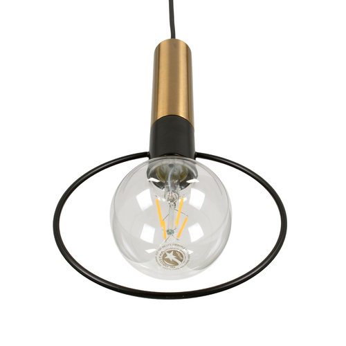 GLOBOSTAR® OLVERO 00772 Μοντέρνο Κρεμαστό Φωτιστικό Οροφής με Ντουί 1 x E27 AC 220-240V IP20 - Μαύρο & Χρυσό - Μ18 x Π4 x Y38cm