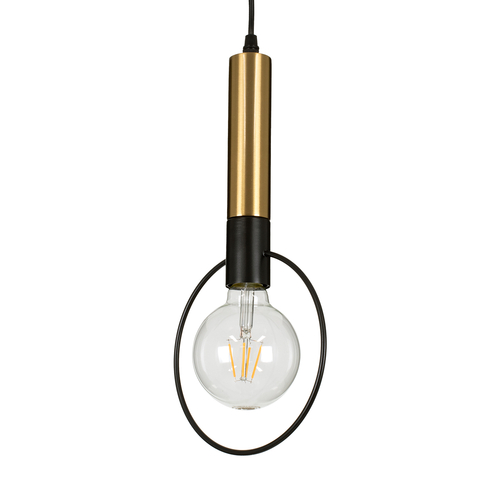 GLOBOSTAR® OLVERO 00772 Μοντέρνο Κρεμαστό Φωτιστικό Οροφής με Ντουί 1 x E27 AC 220-240V IP20 - Μαύρο & Χρυσό - Μ18 x Π4 x Y38cm