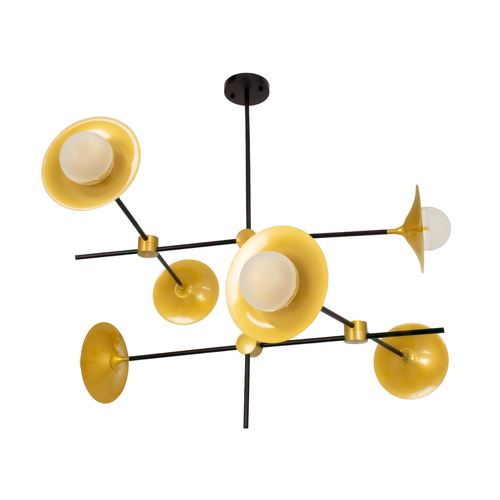 GLOBOSTAR® JOLIET 00780 Μοντέρνο Φωτιστικό Οροφής με Ντουί 6 x G9 AC 220-240V IP20 - Μαύρο & Χρυσό - Μ93 x Π93 x Υ87cm