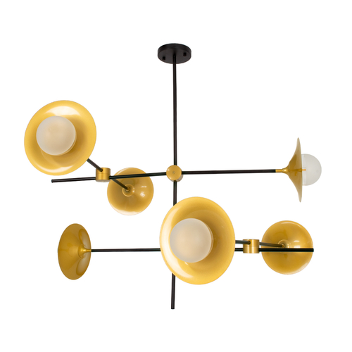 GLOBOSTAR® JOLIET 00780 Μοντέρνο Φωτιστικό Οροφής με Ντουί 6 x G9 AC 220-240V IP20 - Μαύρο & Χρυσό - Μ93 x Π93 x Υ87cm