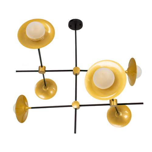 GLOBOSTAR® JOLIET 00780 Μοντέρνο Φωτιστικό Οροφής με Ντουί 6 x G9 AC 220-240V IP20 - Μαύρο & Χρυσό - Μ93 x Π93 x Υ87cm