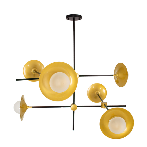 GLOBOSTAR® JOLIET 00780 Μοντέρνο Φωτιστικό Οροφής με Ντουί 6 x G9 AC 220-240V IP20 - Μαύρο & Χρυσό - Μ93 x Π93 x Υ87cm