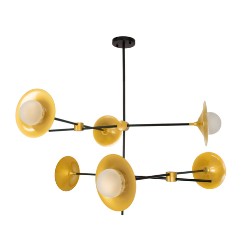 GLOBOSTAR® JOLIET 00780 Μοντέρνο Φωτιστικό Οροφής με Ντουί 6 x G9 AC 220-240V IP20 - Μαύρο & Χρυσό - Μ93 x Π93 x Υ87cm