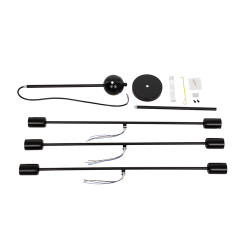 GLOBOSTAR® ZANE 00784 Μοντέρνο Φωτιστικό Οροφής με Ντουί 6 x E27 AC 220-240V IP20 - Μαύρο - Μ70 x Π70 x Υ100cm