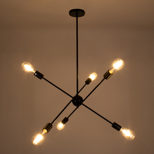 GLOBOSTAR® ZANE 00784 Μοντέρνο Φωτιστικό Οροφής με Ντουί 6 x E27 AC 220-240V IP20 - Μαύρο - Μ70 x Π70 x Υ100cm