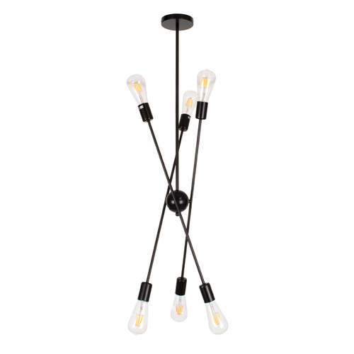 GLOBOSTAR® ZANE 00784 Μοντέρνο Φωτιστικό Οροφής με Ντουί 6 x E27 AC 220-240V IP20 - Μαύρο - Μ70 x Π70 x Υ100cm