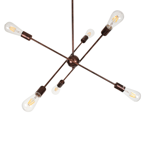 GLOBOSTAR® ZANE 00785 Μοντέρνο Φωτιστικό Οροφής με Ντουί 6 x E27 AC 220-240V IP20 - Χάλκινο - Μ70 x Π70 x Υ100cm