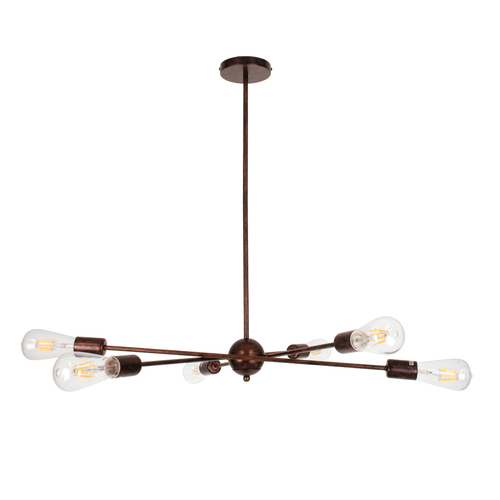 GLOBOSTAR® ZANE 00785 Μοντέρνο Φωτιστικό Οροφής με Ντουί 6 x E27 AC 220-240V IP20 - Χάλκινο - Μ70 x Π70 x Υ100cm