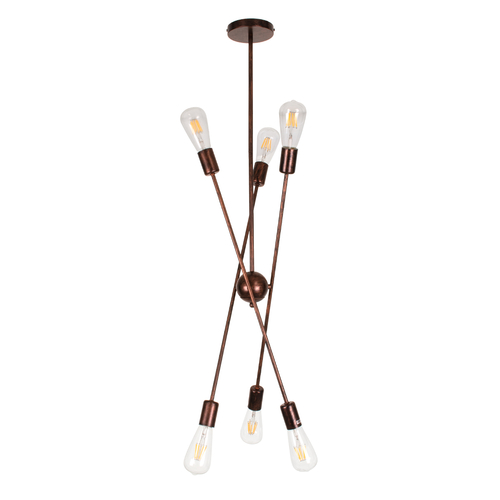 GLOBOSTAR® ZANE 00785 Μοντέρνο Φωτιστικό Οροφής με Ντουί 6 x E27 AC 220-240V IP20 - Χάλκινο - Μ70 x Π70 x Υ100cm