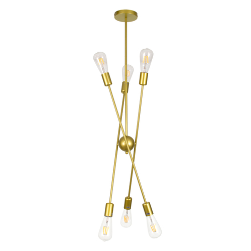 GLOBOSTAR® ZANE 00786 Μοντέρνο Φωτιστικό Οροφής με Ντουί 6 x E27 AC 220-240V IP20 - Χρυσό - Μ70 x Π70 x Υ100cm