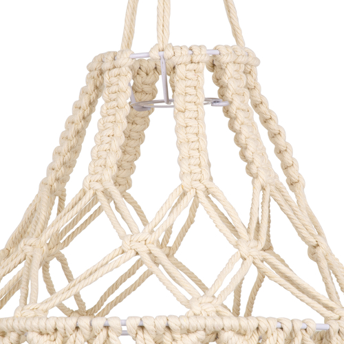 GloboStar® 36201 MOROCCO Boho Καπέλο Φωτιστικού- Μακραμέ Πλεκτό Χειροποίητο Μπεζ Βαμβακερό Νήμα - Μ30 x Π30  x Υ70cm