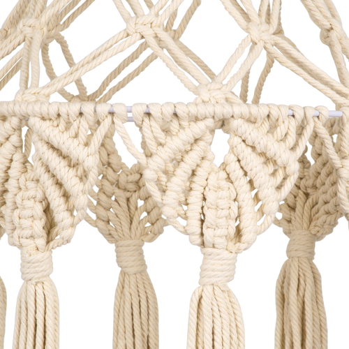 GloboStar® 36201 MOROCCO Boho Καπέλο Φωτιστικού- Μακραμέ Πλεκτό Χειροποίητο Μπεζ Βαμβακερό Νήμα - Μ30 x Π30  x Υ70cm