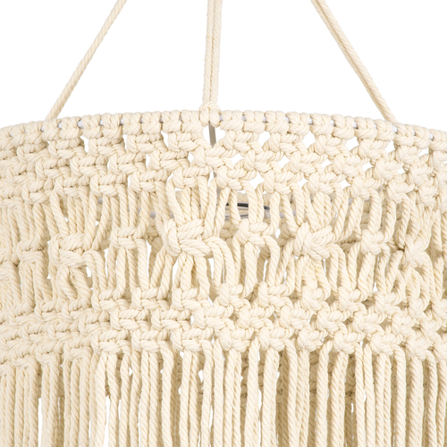 GloboStar® 36203 TUNISIA Boho Καπέλο Φωτιστικού- Μακραμέ Πλεκτό Χειροποίητο Μπεζ Βαμβακερό Νήμα - Μ30 x Π30  x Υ120cm