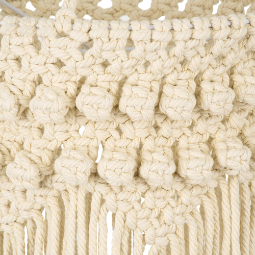 GloboStar® 36205 UGANDA Boho Καπέλο Φωτιστικού- Μακραμέ Πλεκτό Χειροποίητο Μπεζ Βαμβακερό Νήμα - Μ25 x Π25  x Υ70cm