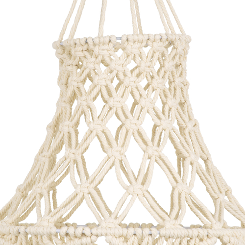 GloboStar® 36209 SOMALIA Boho Καπέλο Φωτιστικού Μακραμέ Πλεκτό Χειροποίητο Μπεζ Βαμβακερό Νήμα - Μ30 x Π30  x Υ90cm