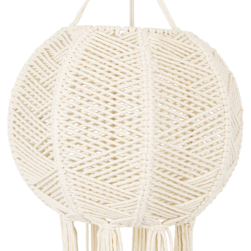 GloboStar® 36214 EGYPT Boho Καπέλο Φωτιστικού- Μακραμέ Πλεκτό Χειροποίητο Μπεζ Βαμβακερό Νήμα - Μ30 x Π30  x Υ75cm