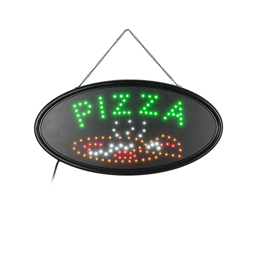 GloboStar® 75685 Φωτιστικό Ταμπέλα LED Οβάλ Σήμανσης PIZZA 3W με Πρίζα AC 230V - Μ48 x Π1.8 x Υ24.5cm