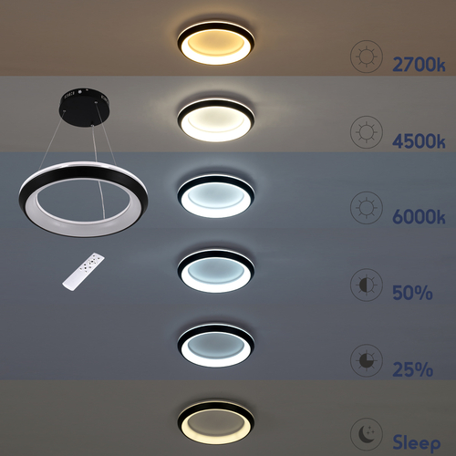 GLOBOSTAR® MELINA 61045 Μοντέρνο Κρεμαστό Φωτιστικό Οροφής LED 55W 6376lm 120° AC 220-240V IP20 Ρυθμιζόμενο Λευκό CCT με Χειριστήριο από 2700K έως 6000K Dimmable - Lumileds SMD Chip - Γκρι & Λευκό - Μ48 x Π48 x Υ6.5cm - 3 Χρόνια Εγγύηση