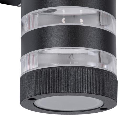 GLOBOSTAR® ORION 77883 Μοντέρνο Φωτιστικό Τοίχου - Απλίκα με Ντουί 2 x GU10 AC 220-240V Αδιάβροχο IP65 - Μαύρο Ματ - Μ9 x Π15 x Υ35.5cm