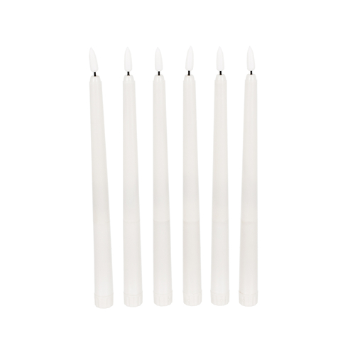 GloboStar® 79563 ΣΕΤ 6 Διακοσμητικών Realistic Κεριών Κηροπηγίου με LED Εφέ Κινούμενης Φλόγας - Μπαταρίας & Ασύρματο Χειριστήριο IR Θερμό Λευκό 2700K Dimmable