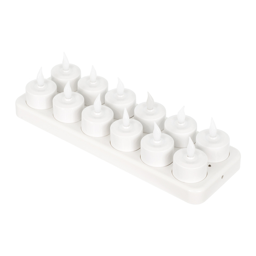 GloboStar® 79565 ΣΕΤ 12 Διακοσμητικών Realistic Κεριών με LED Εφέ Κινούμενης Φλόγας - με Ενσωματωμένη Μπαταρία - Επαναφορτιζόμενα & Βάση Φόρτισης Θερμό Λευκό 2700K