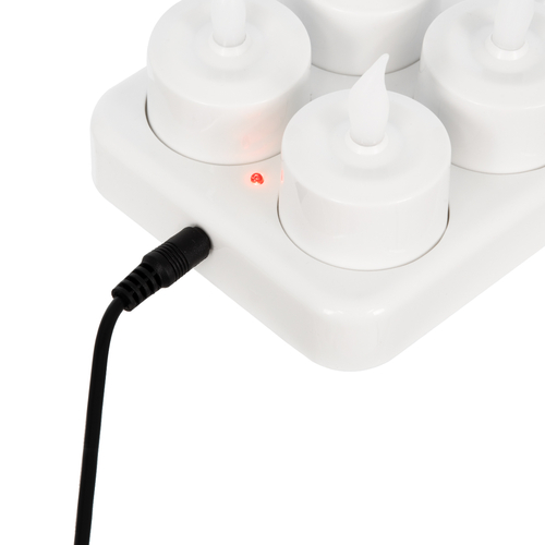 GloboStar® 79565 ΣΕΤ 12 Διακοσμητικών Realistic Κεριών με LED Εφέ Κινούμενης Φλόγας - με Ενσωματωμένη Μπαταρία - Επαναφορτιζόμενα & Βάση Φόρτισης Θερμό Λευκό 2700K