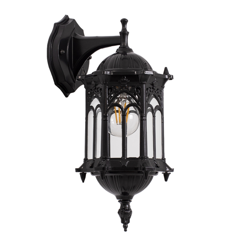 GLOBOSTAR® DARCY 00657 Vintage Φωτιστικό Τοίχου - Απλίκα με Ντουί 1 x E27 AC 220-240V IP20 - Μαύρο - Μ15.5 x Π15.5 x Υ34.5cm