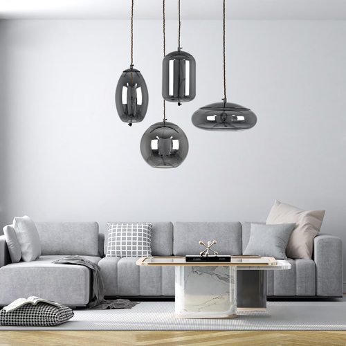 GLOBOSTAR® ΑΧΤΟΝ 00755 Μοντέρνο Κρεμαστό Φωτιστικό Οροφής LED 7W 500lm 180° AC 220-240V IP20 Θερμό Λευκό 2700K - Sanan SMD Chip - Μαύρο & Μαύρο Φιμέ - Μ17 x Π17 x Υ18cm - 2 Χρόνια Εγγύηση